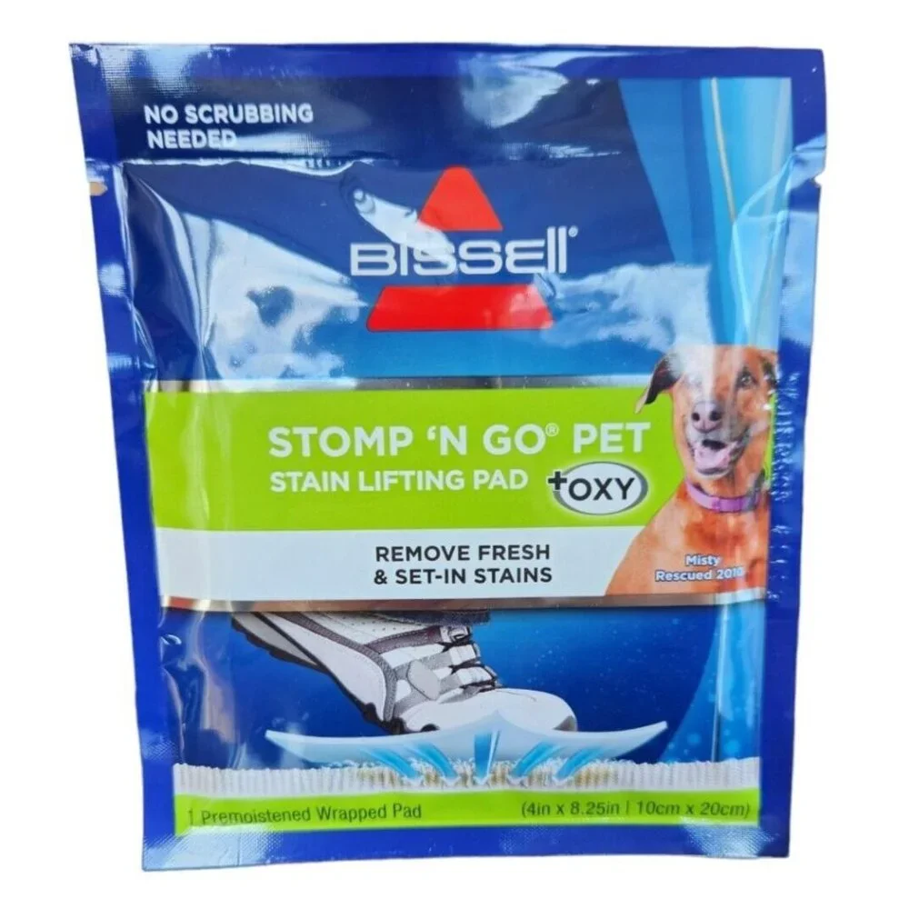 Bissell 4 Pack Stomp 'N Go Pet Stain Lifting Pad + OXY For Carpet Set In Stains